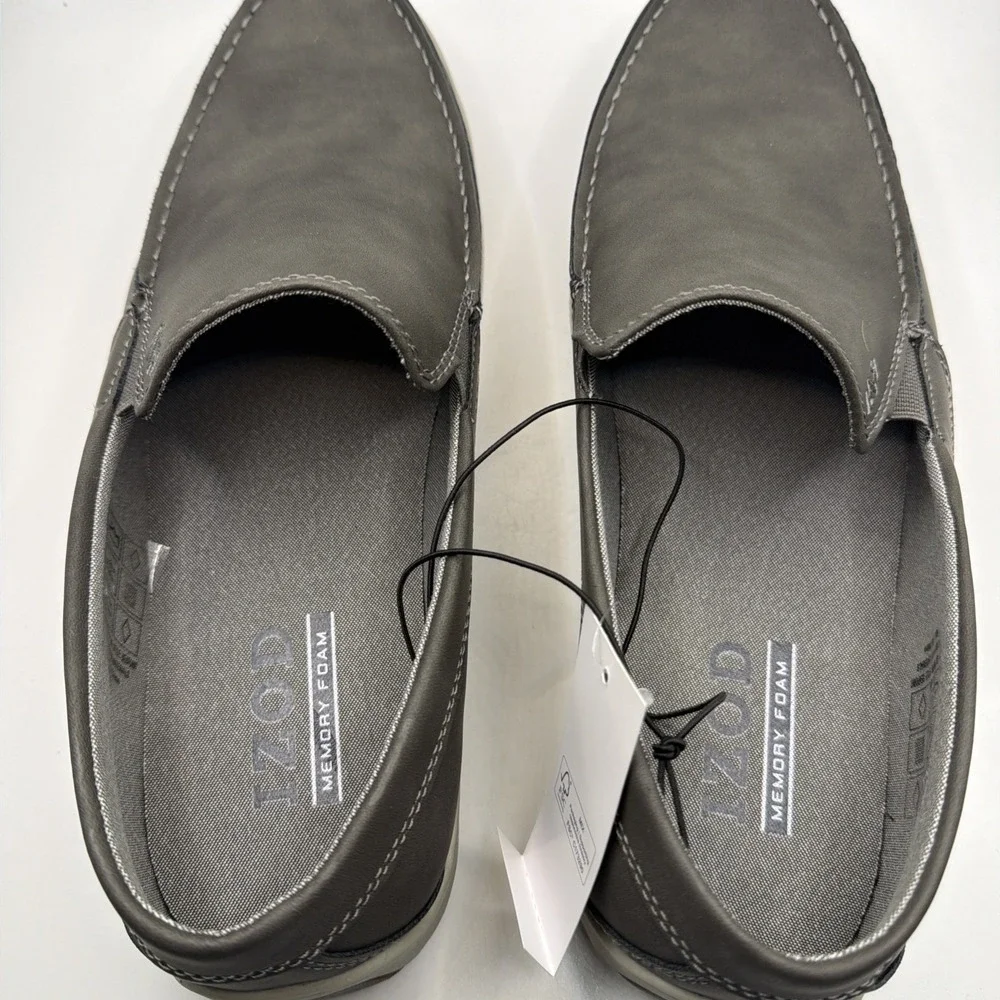 Izod Mens Seapoint Gray Sneaker Slip On Boat Beach Shoe Memory Foam. New Size 9